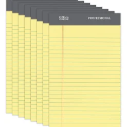 Office Depot® Brand Professional Writing Pads, 5" x 8", Narrow Ruled, 50 Sheets, Canary, Pack Of 8