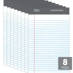 Office DepotĀ® Brand Professional Writing Pads, 5" x 8", Narrow Ruled, 50 Sheets, White, Pack Of 8