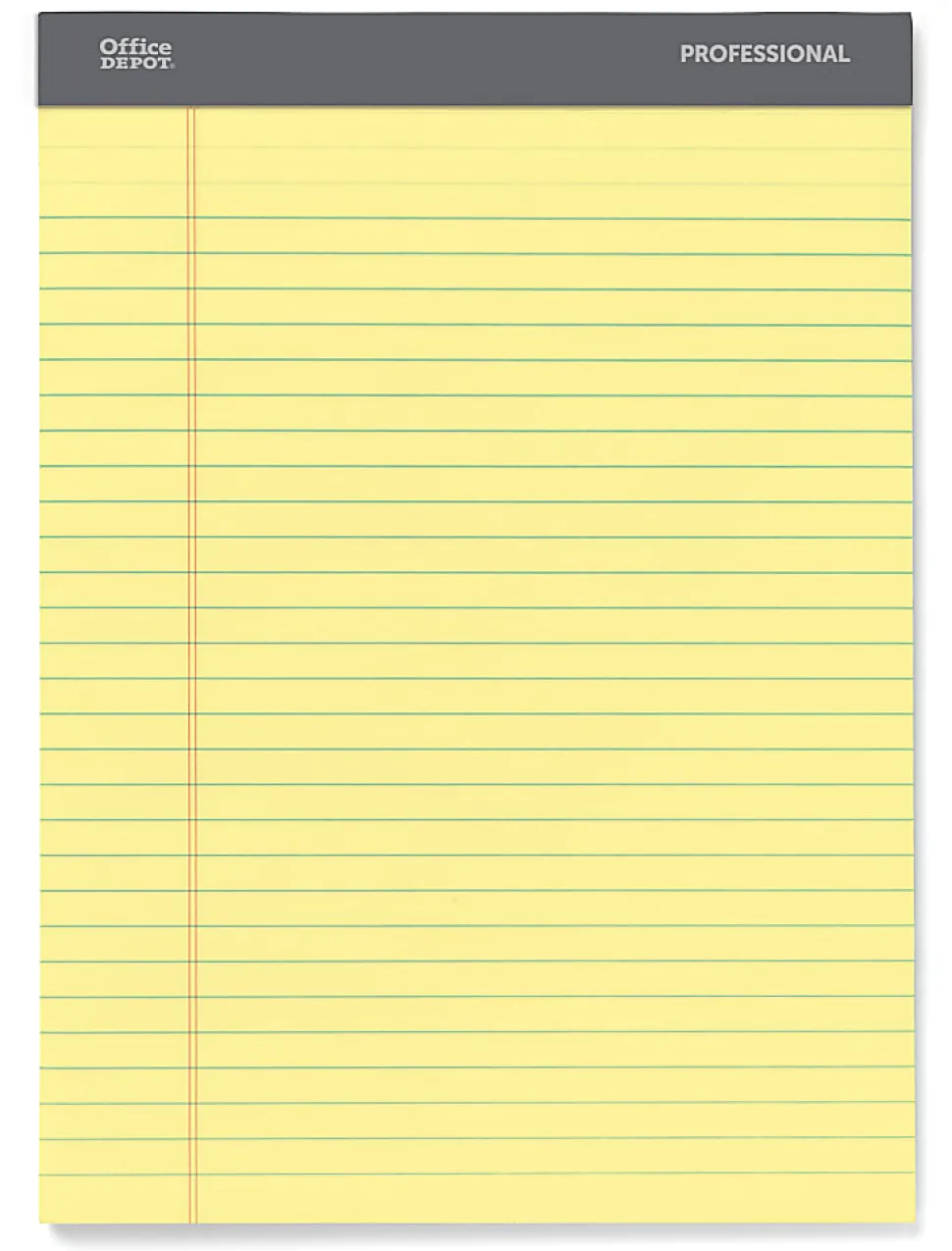 Office Depot® Brand Professional Writing Pads, 8-1/2" x 11-3/4", Legal/Wide Ruled, Canary, 100 Sheets