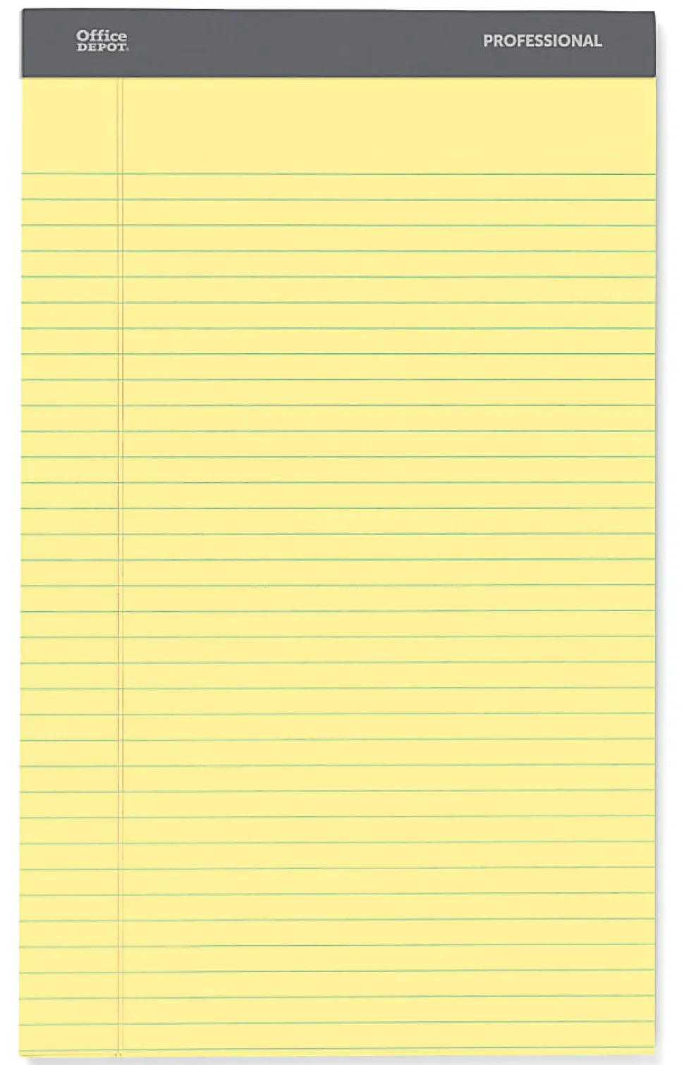 Office Depot® Brand Professional Writing Pads, 8-1/2" x 14", Legal/Wide Ruled, 50 Sheets, Canary, Pack Of 4