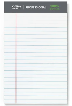 Office DepotĀ® Brand Professional Writing Pads, 5" x 8", Narrow Ruled, 50 Sheets, 100% Recycled, White, Pack Of 6