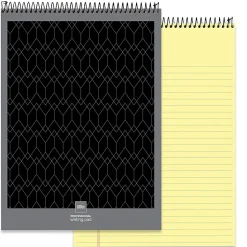 Office DepotĀ® Brand Professional Top Wirebound Writing Pad, 8-1/2" x 11-3/4", Legal/Wide Ruled, 100% Recycled, Canary, 70 Sheets