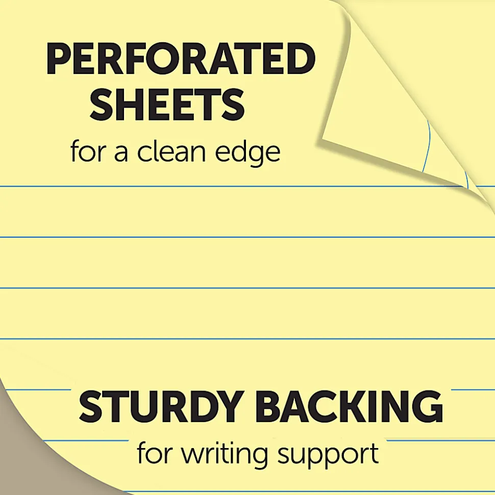 Office Depot® Brand Professional Top Wirebound Writing Pad, 8-1/2" x 11-3/4", Legal/Wide Ruled, 100% Recycled, Canary, 70 Sheets