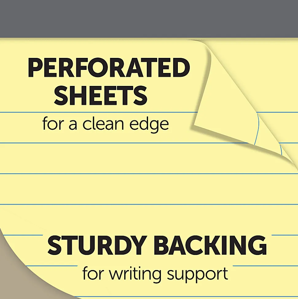 Office Depot® Brand Professional Writing Pads, 8 1/2" x 11 3/4", Legal/Wide Ruled, 50 Sheets, 100% Recycled, Canary, Pack Of 3