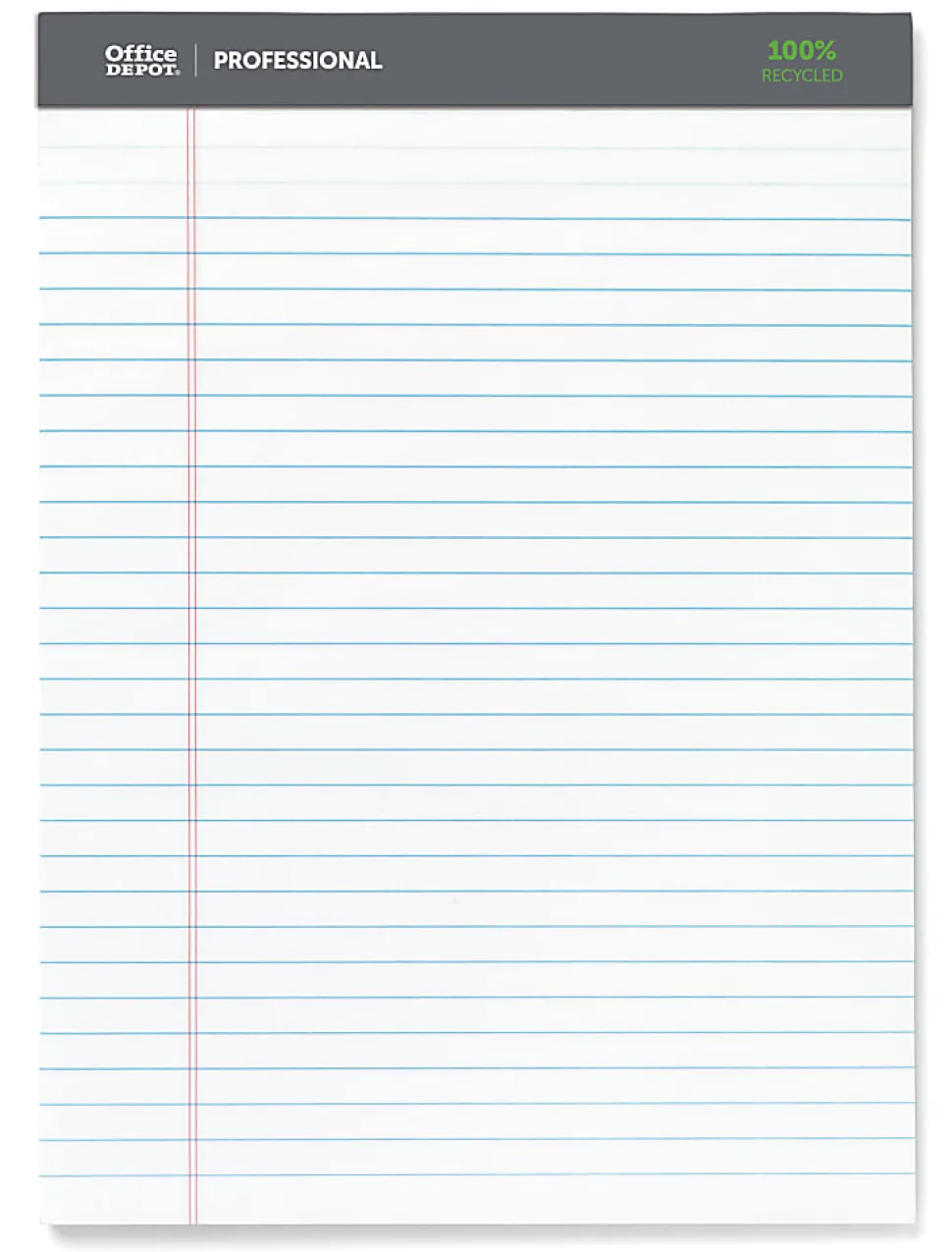 Office Depot® Brand Professional Writing Pads, 8-1/2" x 11-3/4", Legal/Wide Ruled, 50 Sheets, 100% Recycled, White, Pack Of 3