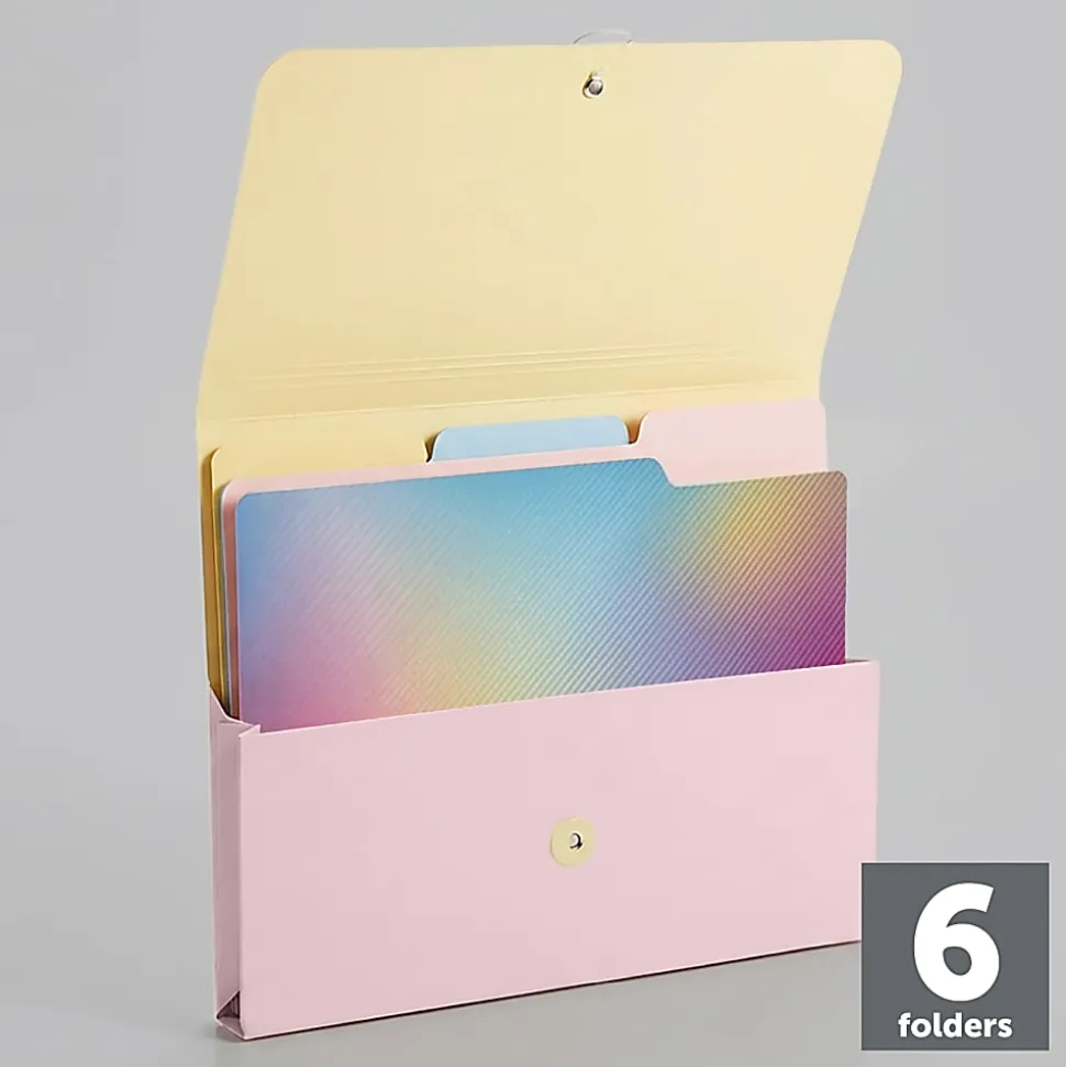 Office Depot® Brand Project Folder, Letter Size, 1-1/4" Expansion, Pink/Aura Stripe, Total Qty 1
