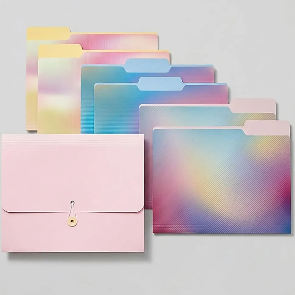 Office Depot® Brand Project Folder, Letter Size, 1-1/4" Expansion, Pink/Aura Stripe, Total Qty 1