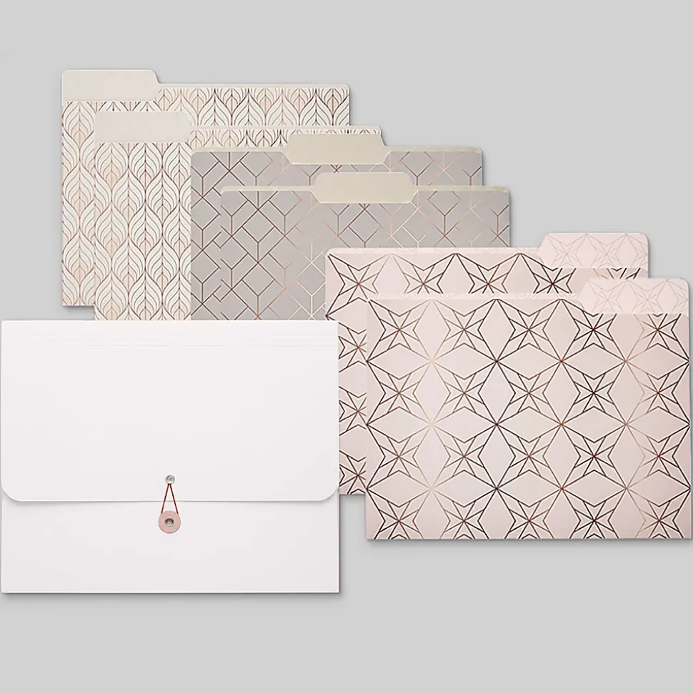 Office Depot® Brand Project Folder, Letter Size, 1-1/4" Expansion, Rose Geometric, Total Qty 1