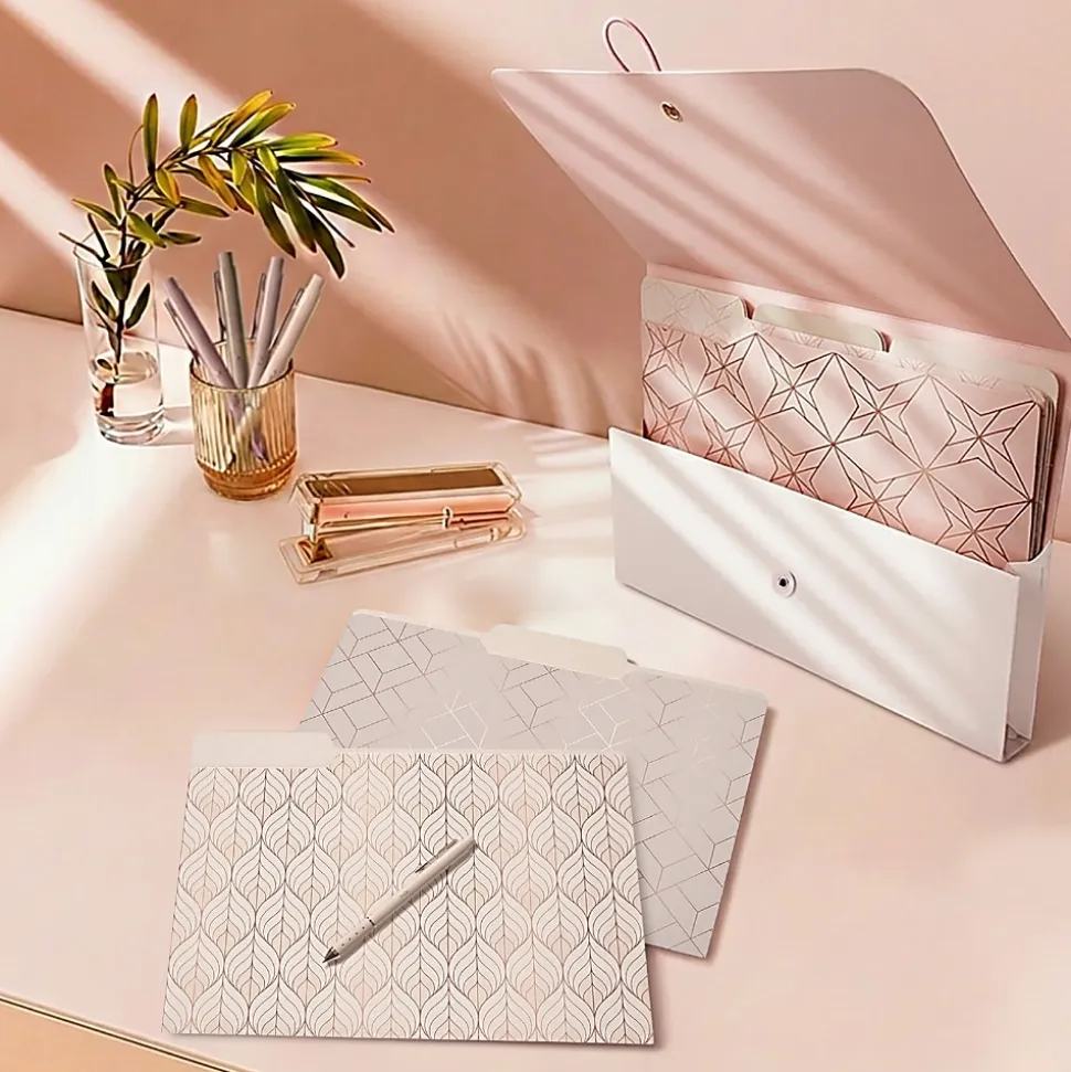 Office Depot® Brand Project Folder, Letter Size, 1-1/4" Expansion, Rose Geometric, Total Qty 1