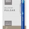 Office Depot® Brand Pulsar Advanced Ink Ballpoint Pens, Conical/Medium Point, 0.8 mm, Blue Barrels, Blue Ink, Pack Of 12