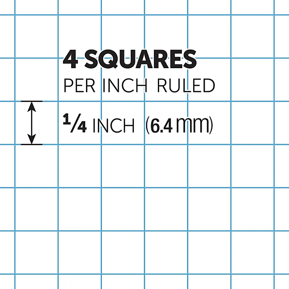 Office Depot® Brand Quadrille Pads, 4 x 4 Squares/Inch, 50 Sheets, White, Pack Of 6