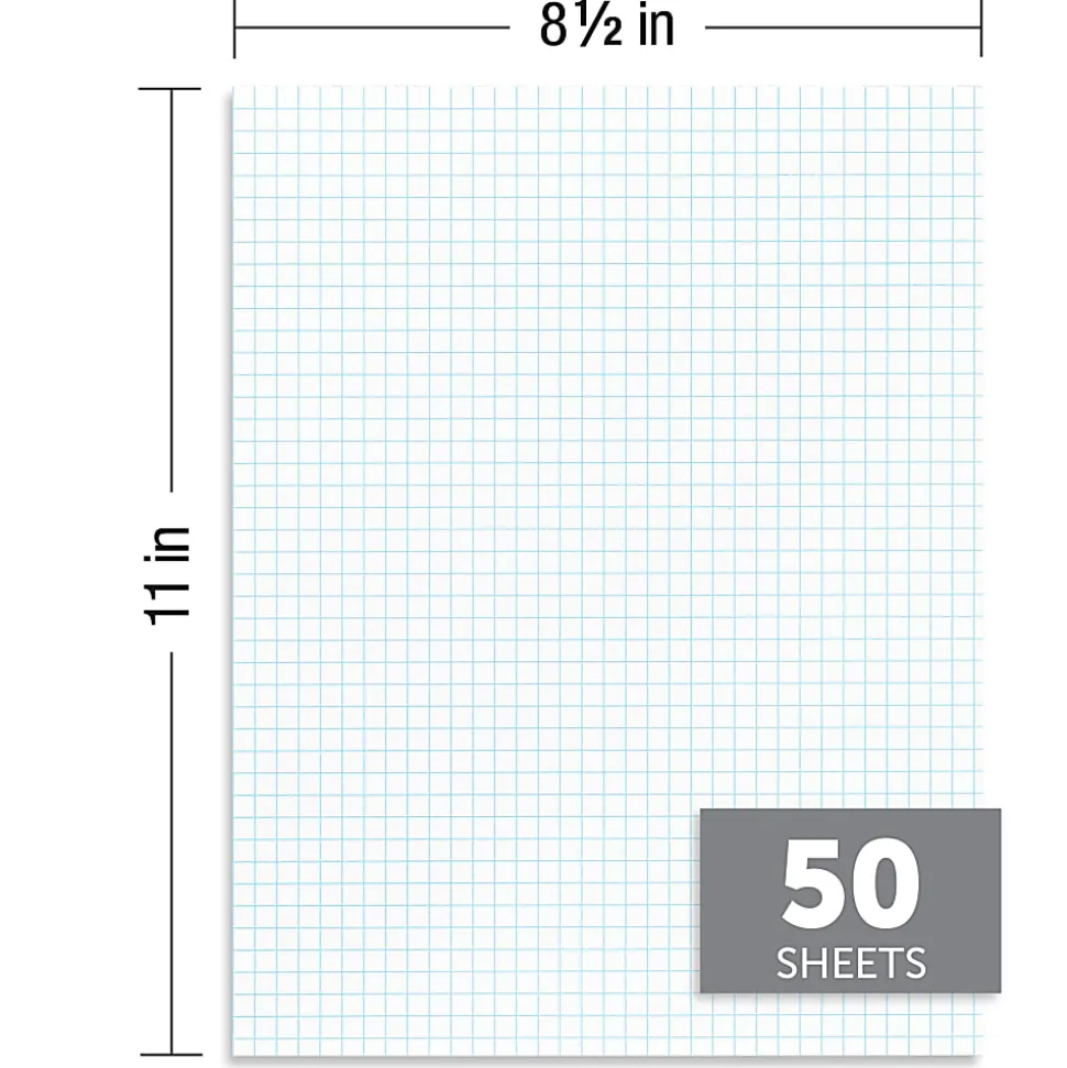 Office Depot® Brand Quadrille Pads, 4 x 4 Squares/Inch, 50 Sheets, White, Pack Of 6