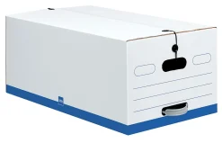 Office DepotĀ® Brand Quick Set Up Standard-Duty Storage Boxes, Legal Size, 24" x 15" x 10", White/Blue, Pack Of 12 - 0800703