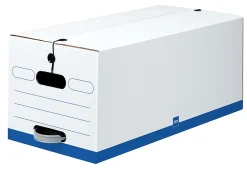 Office DepotĀ® Brand Quick Set Up Standard-Duty Storage Boxes, Letter Size, 24" x 12" x 10", White/Blue, Pack Of 12 - 0800603