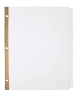 Office Depot® Brand 20% Recycled Erasable Big Tab Dividers, 5-Tab, White