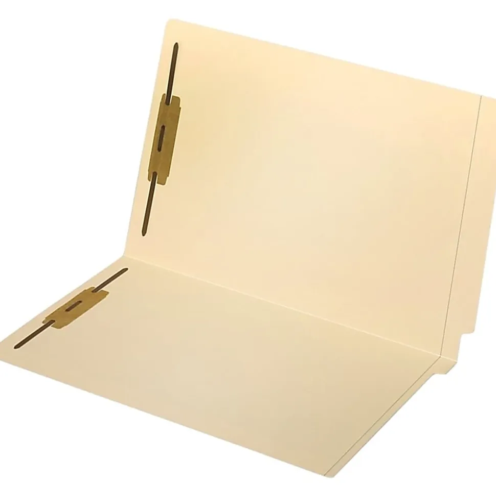Office Depot® Brand Reinforced End-Tab Fastener Folders, Legal Size, Manila, Pack Of 50 Folders