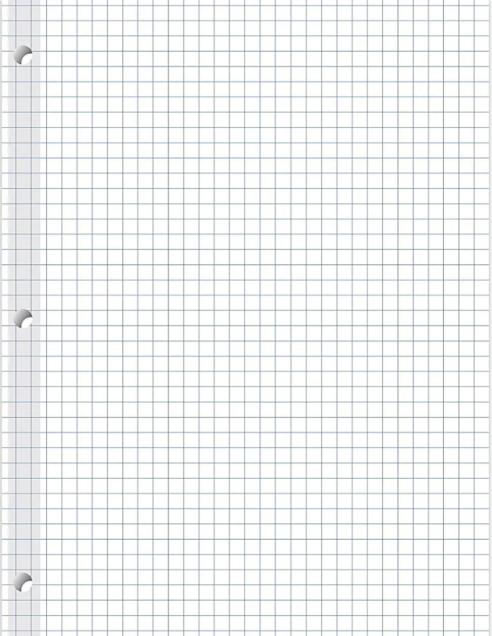 Office Depot® Brand Reinforced Filler Paper, 8" x 10-1/2", Quadrille Ruled, White, Pack Of 100 Sheets
