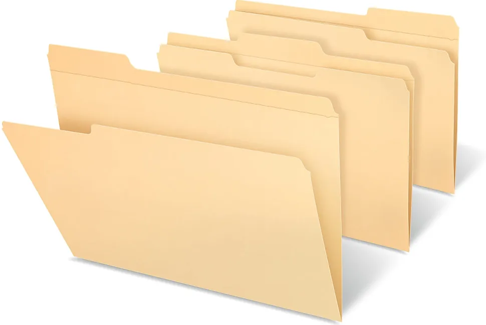 Office Depot® Brand Reinforced File Folders, 1/3-Cut Tabs, Letter Size, Manila, Box Of 100