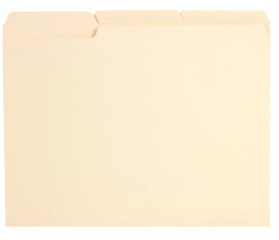 Office Depot® Brand Reinforced File Folders, 1/3-Cut Tabs, Letter Size, Manila, Box Of 100
