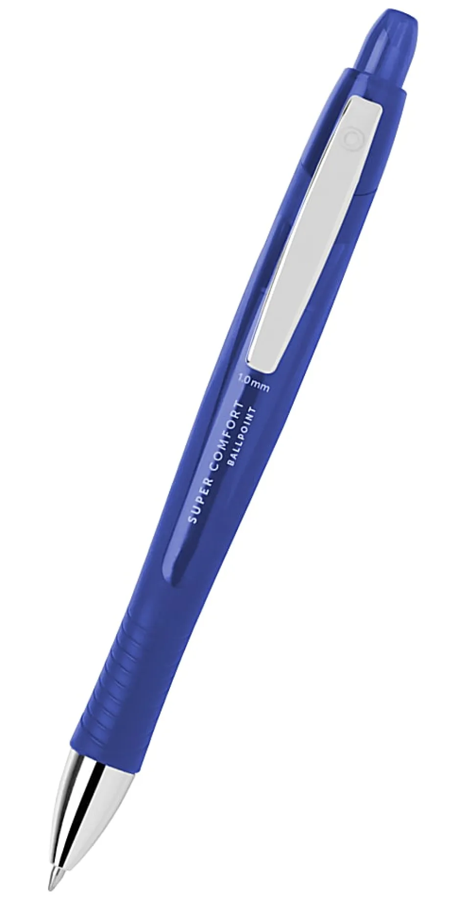 Office Depot® Brand Retractable Ballpoint Pens With Grip, Medium Point, 1.0 mm, Blue Barrel, Blue Ink, Pack Of 6