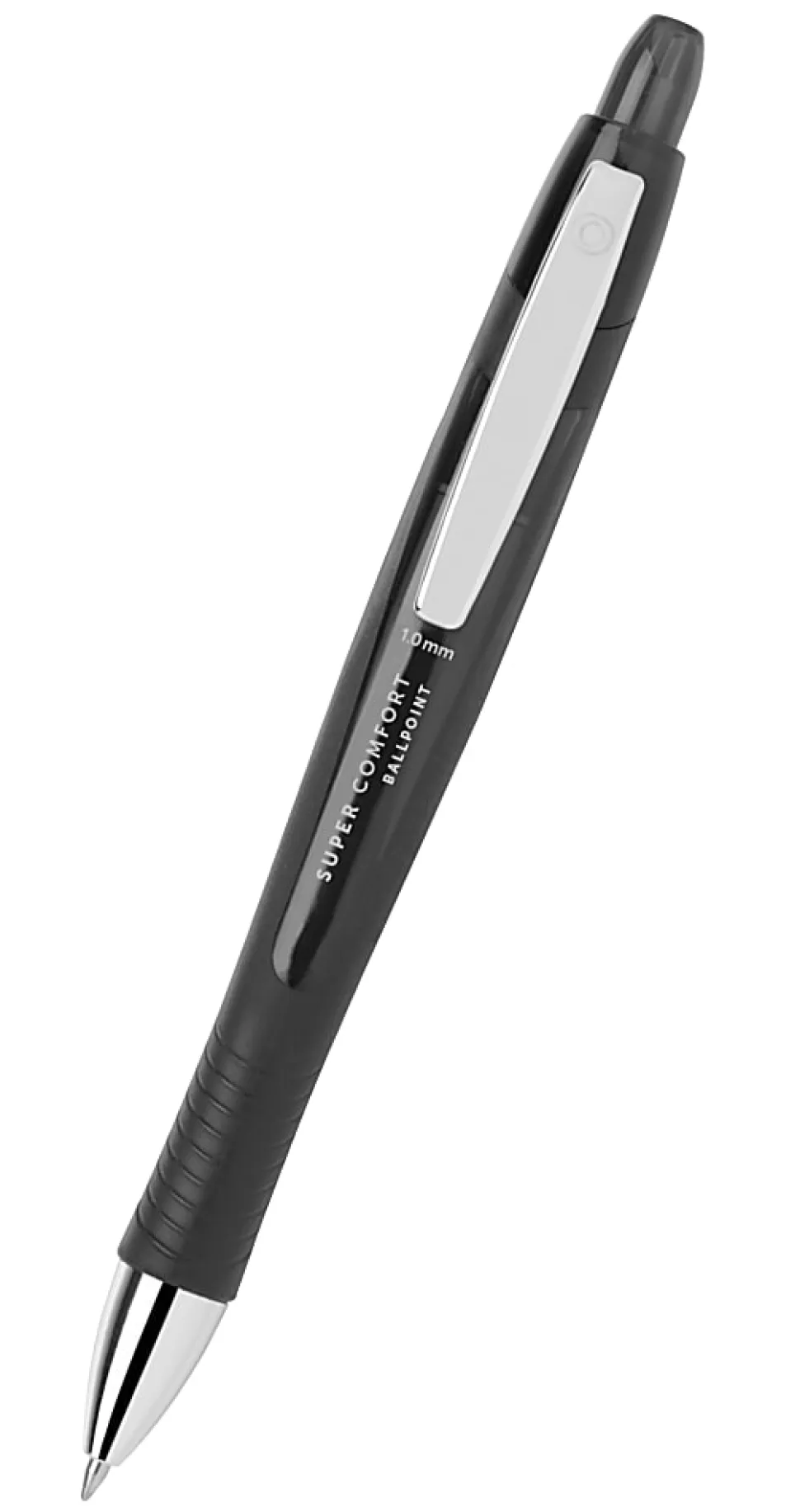 Office Depot® Brand Retractable Ballpoint Pens With Grip, Medium Point, 1.0 mm, Black Barrel, Black Ink, Pack Of 6