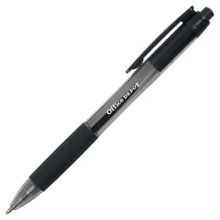 Office DepotĀ® Brand Retractable Ballpoint Pens With Grips, Medium Point, 1.0 mm, Black Barrels, Black Ink, Pack Of 50 Pens