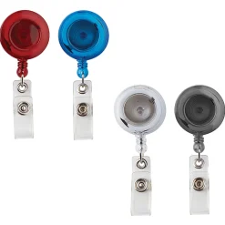 Office Depot® Brand Retracting ID Card Reels, Assorted Colors, Pack Of 2