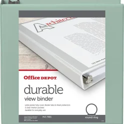 Office Depot® Brand 3-Ring Durable View Binder, 2" Round Rings, Sage