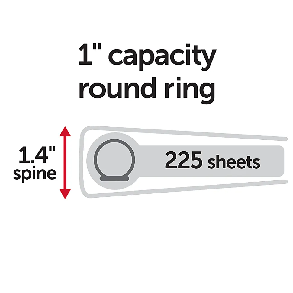 Office Depot® Brand 3-Ring Durable View Binder, 1" Round Rings, Blush