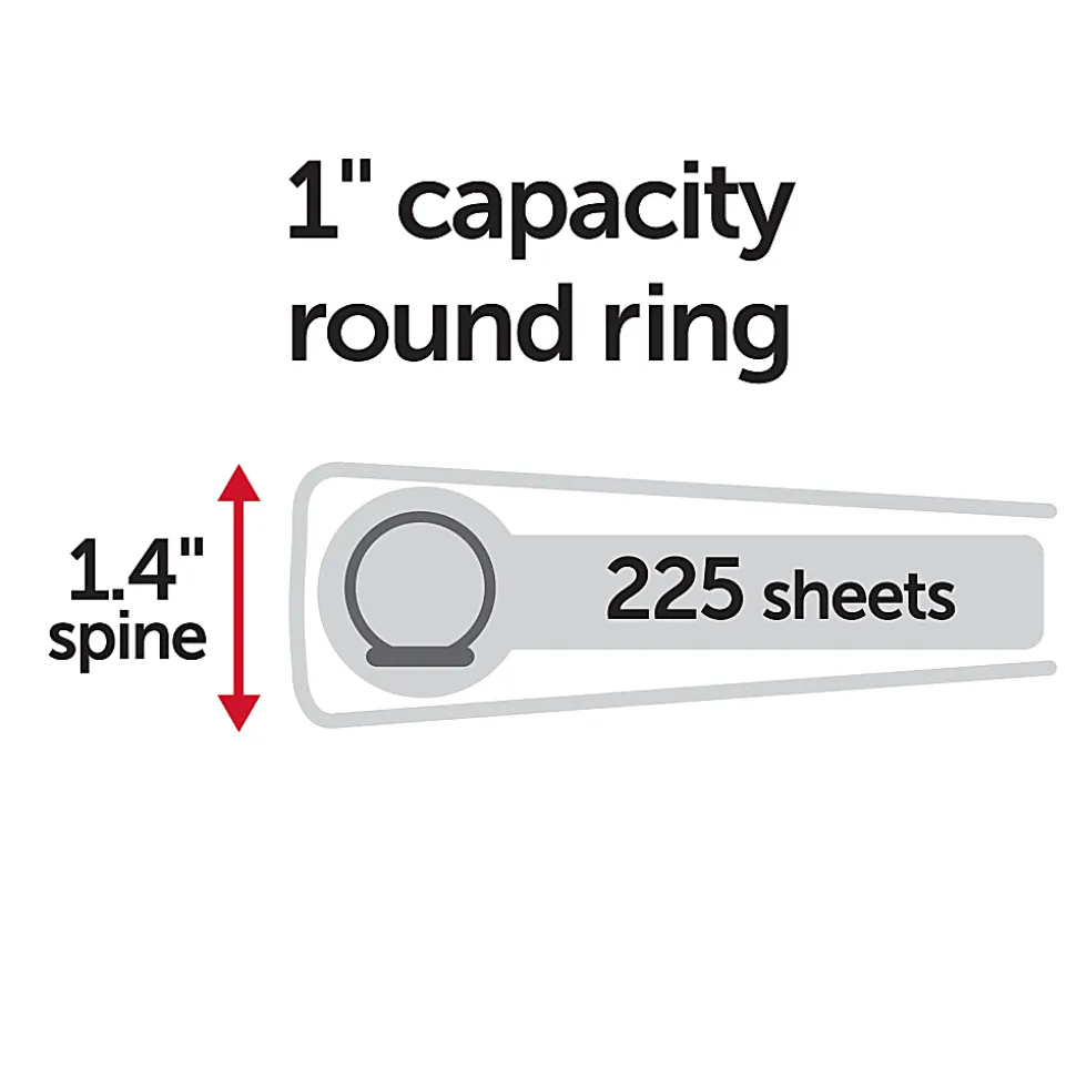 Office Depot® Brand 3-Ring Durable View Binder, 1" Round Rings, Baby Blue