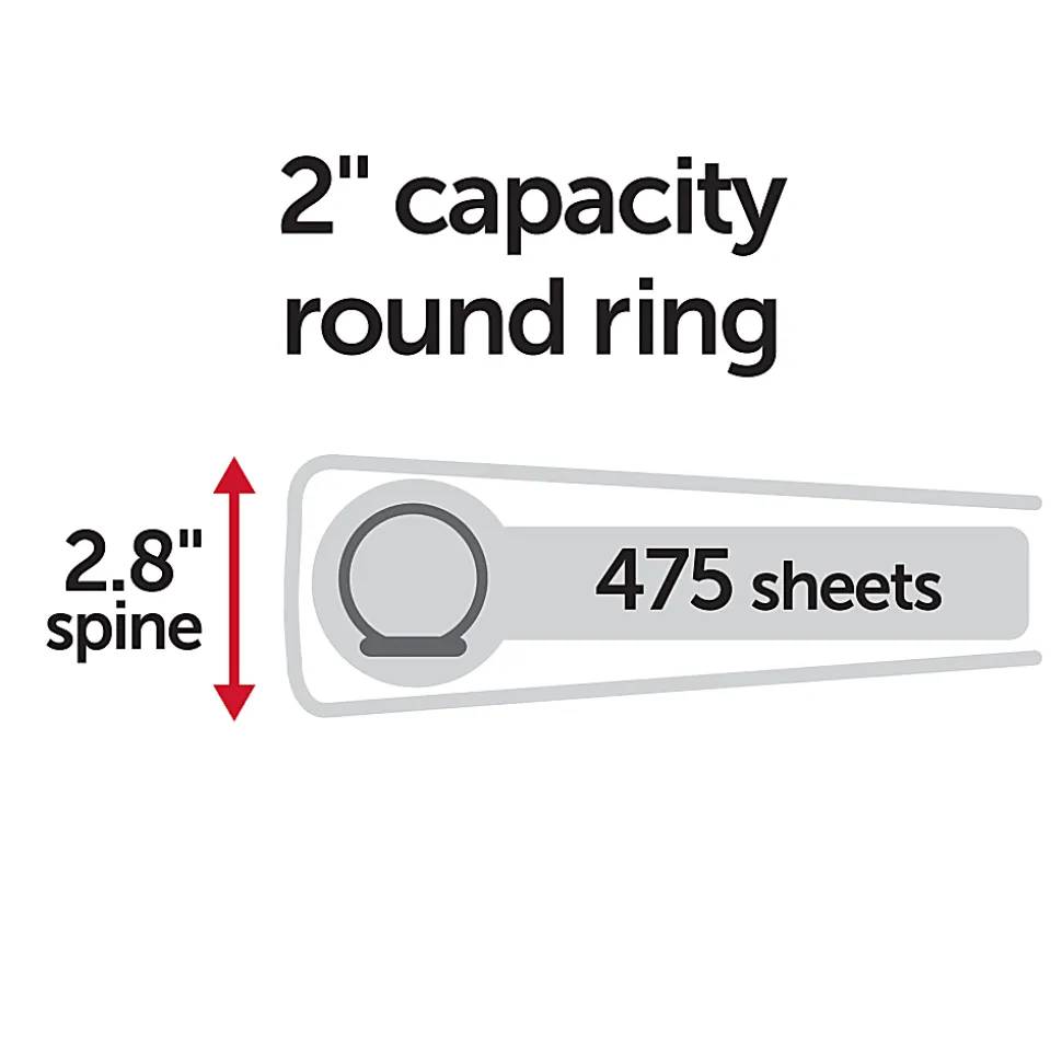 Office Depot® Brand 3-Ring Durable View Binder, 2" Round Rings, Blush