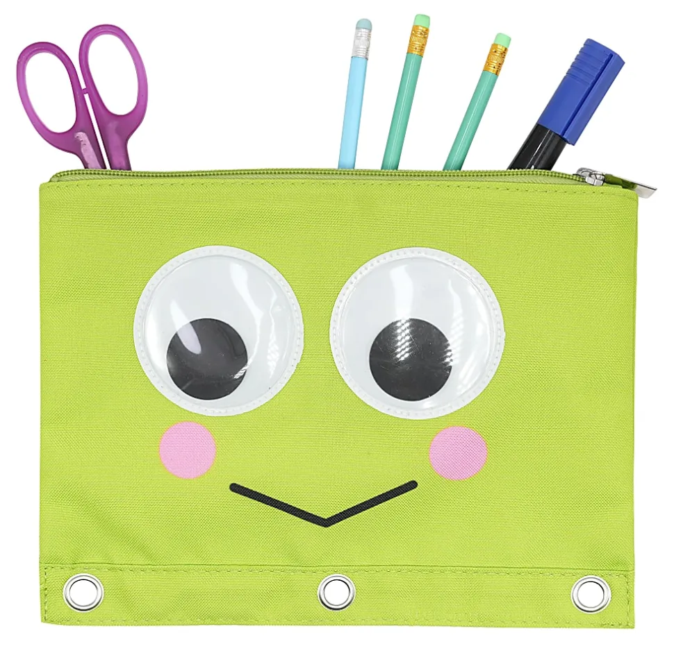 Office Depot® Brand 3-Ring Pencil Pouch, 7-1/2" x 10", Green Frog