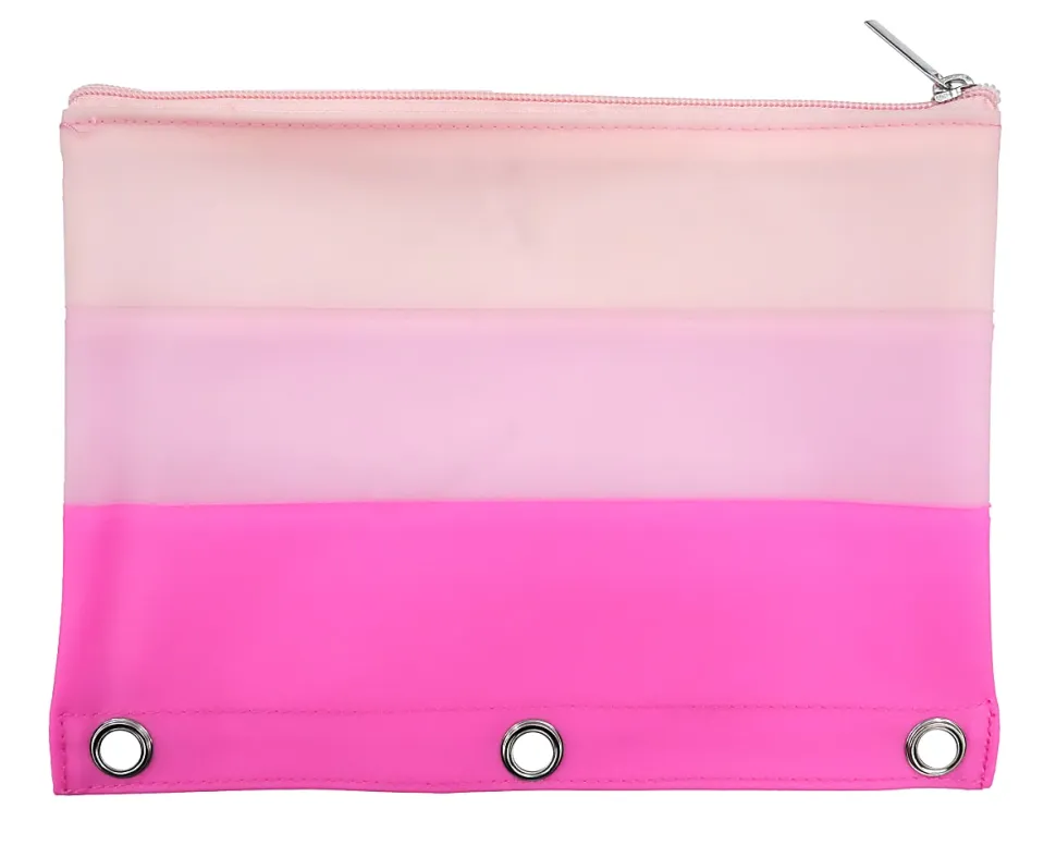 Office Depot® Brand 3-Ring Pencil Pouch, 7" x 9-13/20", Soft-Touch Jelly, Pink