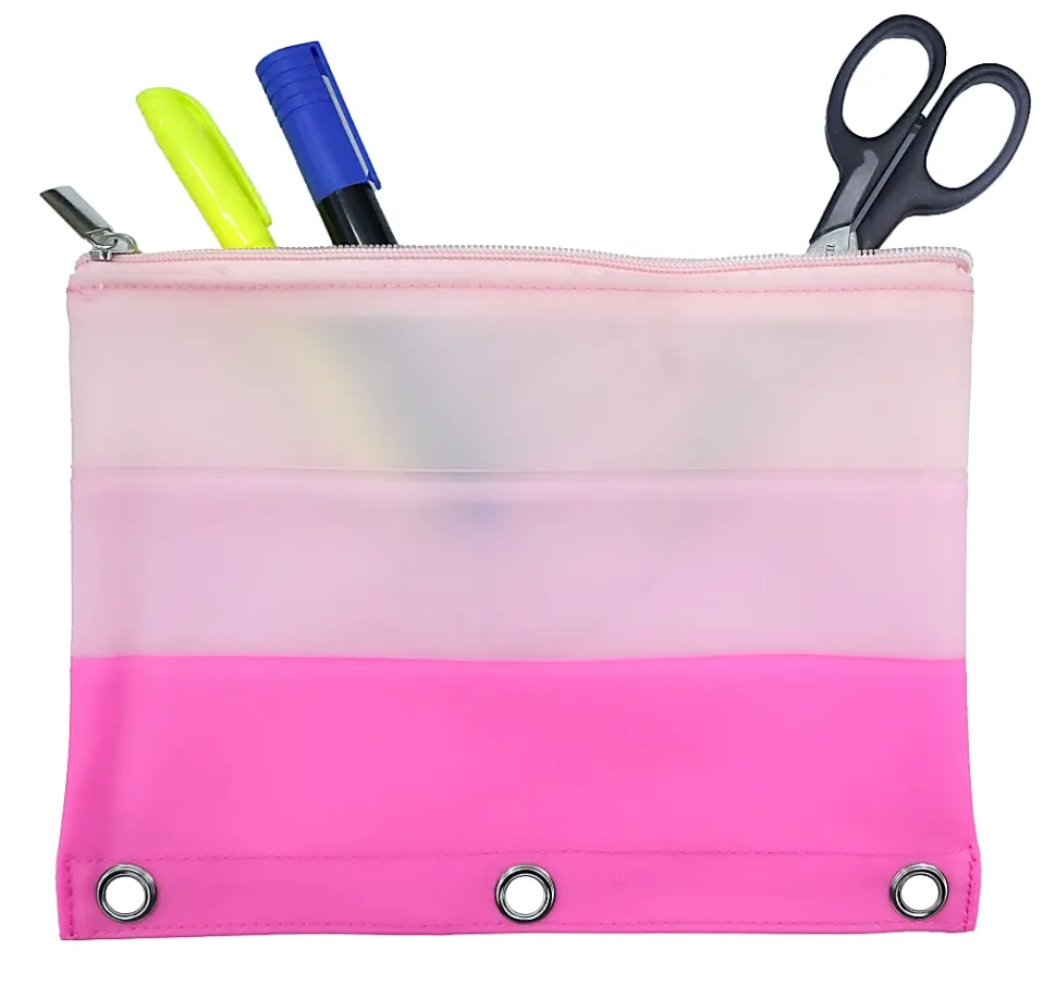 Office Depot® Brand 3-Ring Pencil Pouch, 7" x 9-13/20", Soft-Touch Jelly, Pink