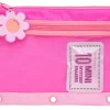 Office Depot® Brand 3-Ring Pencil Pouch With 10 Mini Erasers, 7" x 9-11/16", Pink