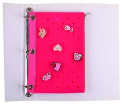 Office Depot® Brand 3-Ring Silicone Pencil Pouch With Charms, 7" x 9-13/16", Pink