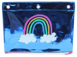 Office Depot® Brand 3-Ring TPU Pencil Pouch, 7" x 9-5/8", Blue/Rainbow