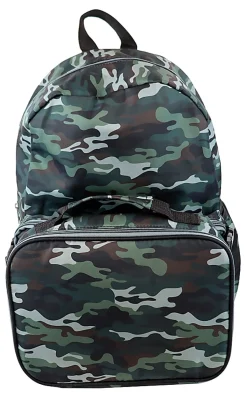 Office Depot® Brand School Backpack And Lunch Box Set, Green Camouflage, Total Qty 1
