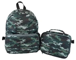 Office Depot® Brand School Backpack And Lunch Box Set, Green Camouflage, Total Qty 1