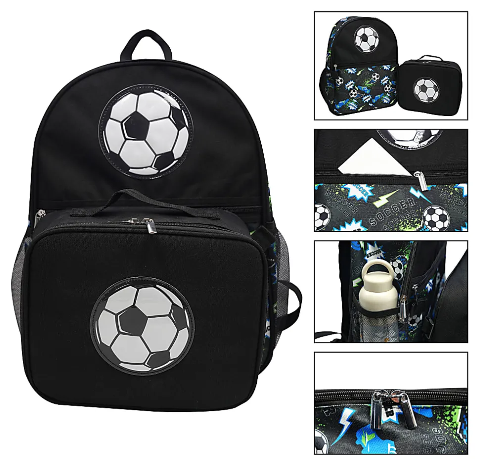 Office Depot® Brand School Backpack and Lunch Box Set, Soccer