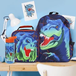 Office DepotĀ® Brand School Backpack and Lunch Box Set With Water Bottle, Blue Dinosaur