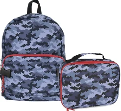 Office Depot® Brand School Backpack and Lunch Box Set, Gray Camouflage