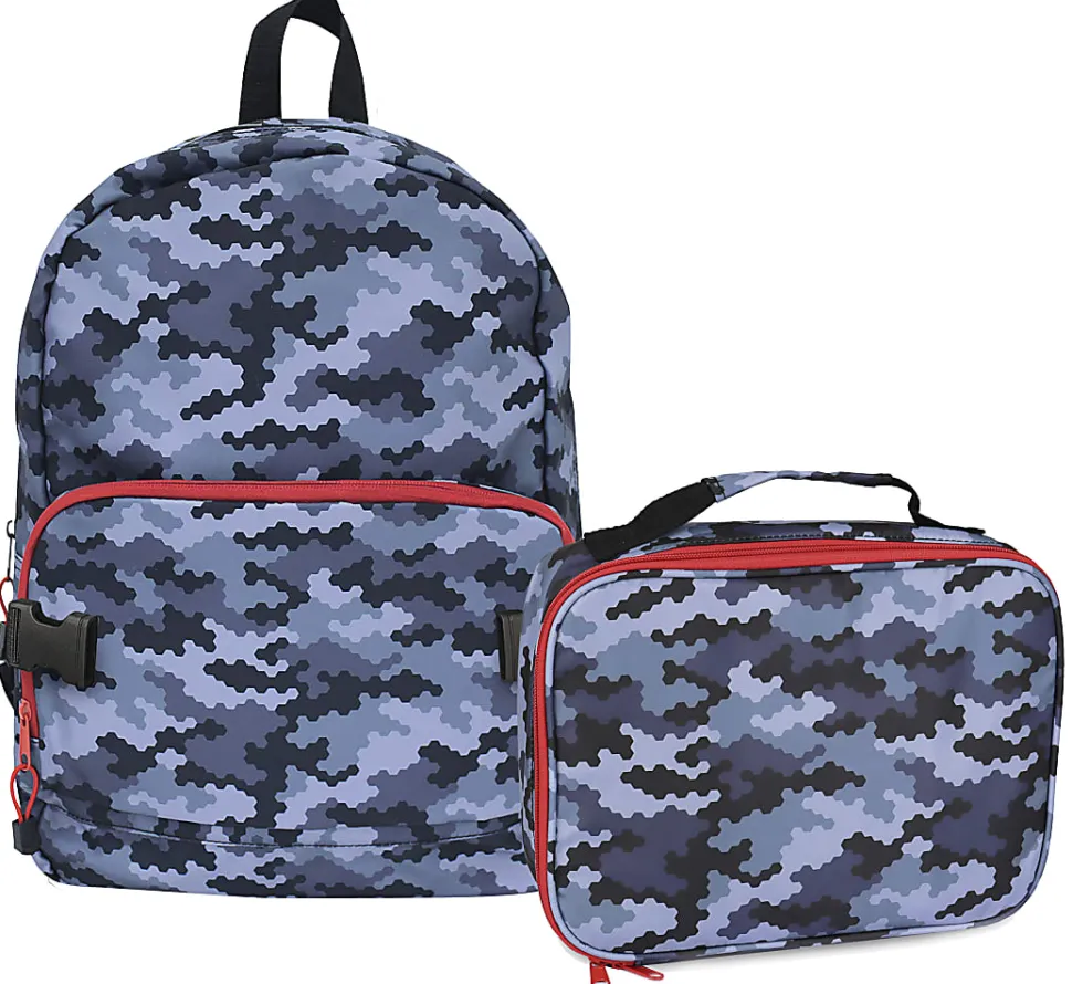 Office Depot® Brand School Backpack and Lunch Box Set, Gray Camouflage