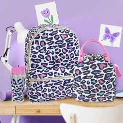 Office DepotĀ® Brand School Backpack and Lunch Box Set With Water Bottle, Multicolor Animal Print