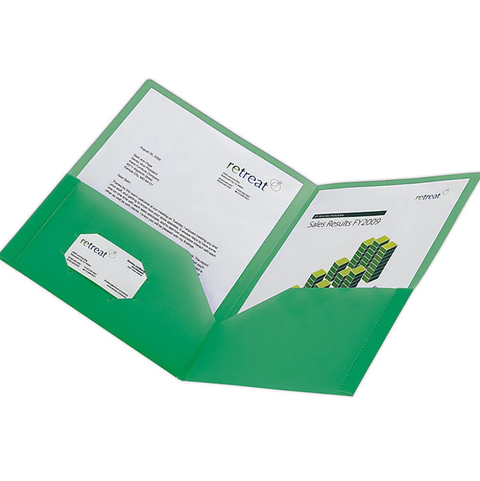 Office Depot® Brand School-Grade 2-Pocket Poly Folder, Letter Size, Green