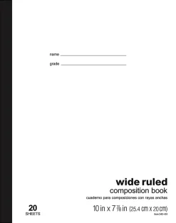 Office DepotĀ® Brand Schoolmate Composition Book, 7-7/8" x 10", Wide Ruled, 20 Sheets