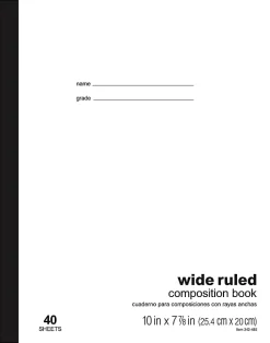 Office DepotĀ® Brand Schoolmate Composition Book, 7-7/8" x 10", Wide Ruled, 40 Sheets