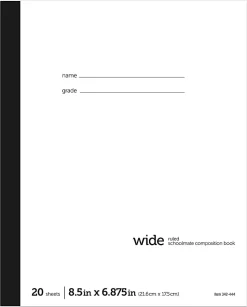Office DepotĀ® Brand Schoolmate Composition Book, 6-7/8" x 8-1/2", Wide Ruled, 20 Sheets