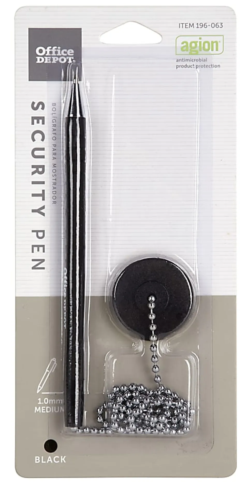 Office Depot® Brand Security Counter Pen With Antimicrobial Protection, Medium Point, 1.0 mm, Black Ink