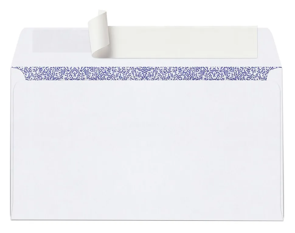 Office Depot® Brand #6 3/4 Security Envelopes, 3-5/8" x 6-1/2", Clean Seal, White, Box Of 100